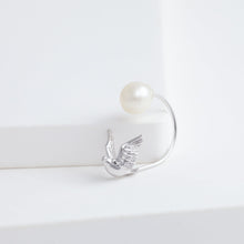 Load image into Gallery viewer, Swing bird earring (rhodium plated silver)
