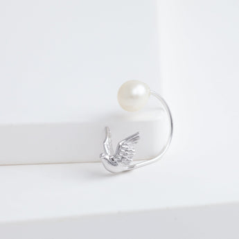 Swing bird earring (rhodium plated silver)