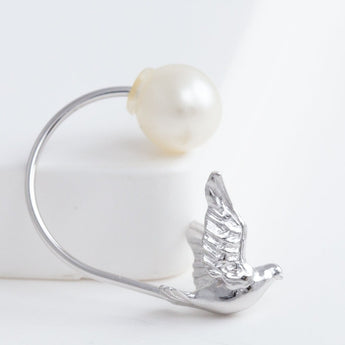 Swing bird earring (rhodium plated silver)