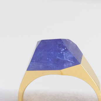 Mini rock crystal tanzanite ring