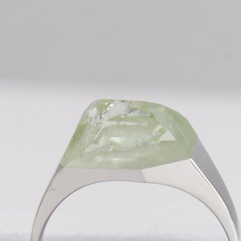 Mini rock crystal green aquamarine ring - silver