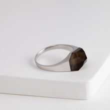Load image into Gallery viewer, Mini rock crystal smoky quartz ring - silver
