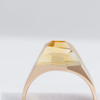 Mini rock crystal citrine ring - rose gold plated silver