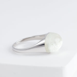 Mini rock round silver rutilated quartz ring - silver