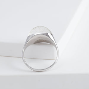 Mini rock round silver rutilated quartz ring - silver