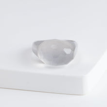 Load image into Gallery viewer, Mini rock faceted round milky quartz ring - silver
