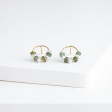 Load image into Gallery viewer, Half moon opal and pearl studs (small)
