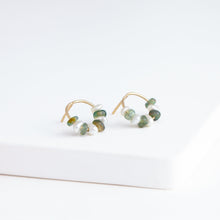 Load image into Gallery viewer, Half moon opal and pearl studs (small)
