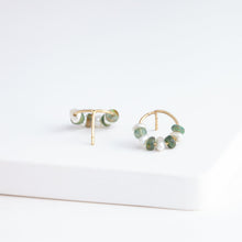 Load image into Gallery viewer, Half moon opal and pearl studs (small)
