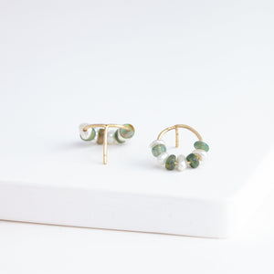 Half moon opal and pearl studs (small)