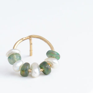 Half moon opal and pearl studs (small)