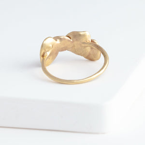 Gold petal four petal ring with pearls