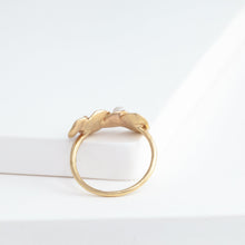 Load image into Gallery viewer, Gold petal four petal ring with pearls
