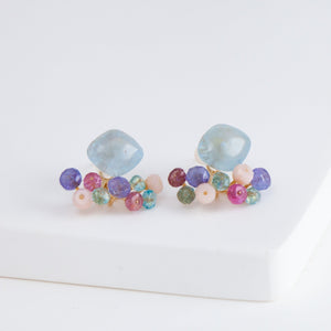Fairy aquamarine and mixed stones earrings
