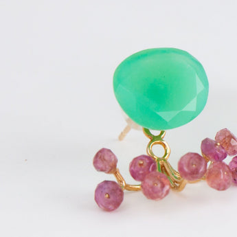 Fairy chrysoprase and sapphire earrings
