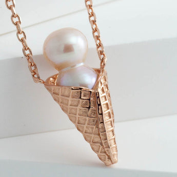 Large two scoops ice cream necklace