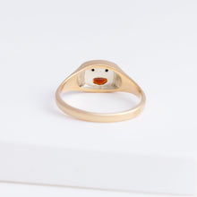 Load image into Gallery viewer, Small happy face signet ring with sparkly cheeks
