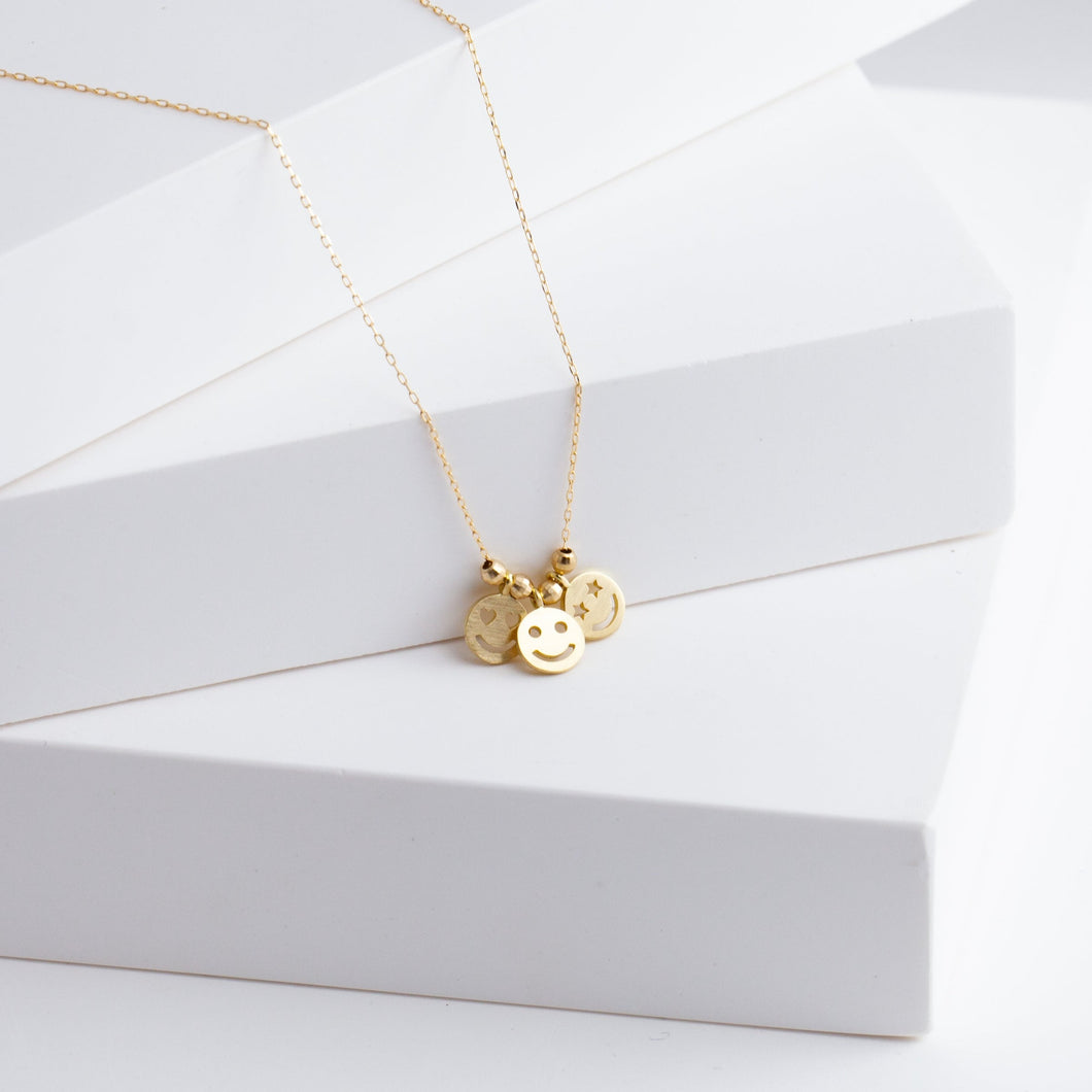 Three smiley necklace