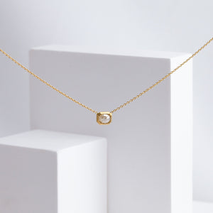 One-of-a-kind oval diamond octagon necklace
