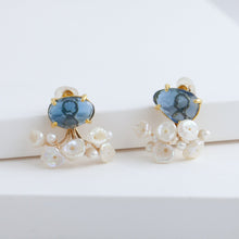 Load image into Gallery viewer, Fairy london blue topaz and pearl earrings
