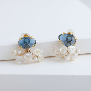 Fairy london blue topaz and pearl earrings