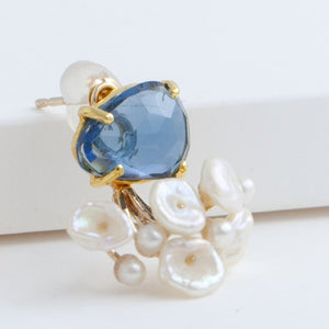 Fairy london blue topaz and pearl earrings