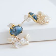 Load image into Gallery viewer, Fairy london blue topaz and pearl earrings
