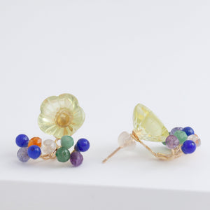 Fairy lemon quartz flower and mixed stone earrings