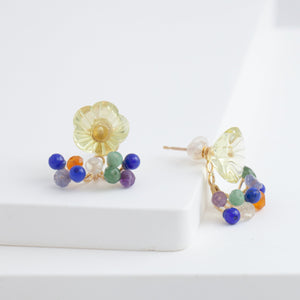Fairy lemon quartz flower and mixed stone earrings