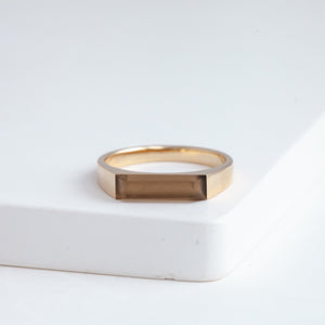 Smoky quartz signet ring