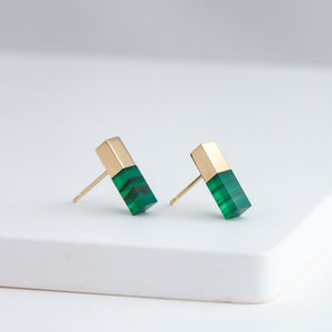 Stick green agate small stud