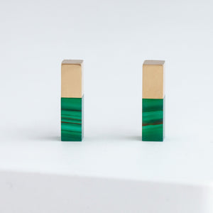 Stick green agate small stud