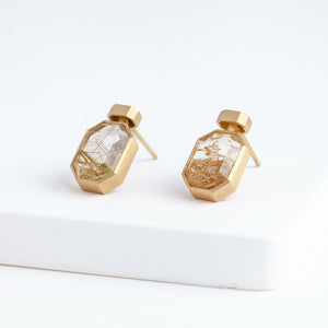 Bottle vertical rutilated quartz earrings