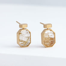 Load image into Gallery viewer, Bottle vertical rutilated quartz earrings
