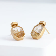 Load image into Gallery viewer, Bottle vertical rutilated quartz earrings
