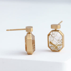 Bottle vertical rutilated quartz earrings