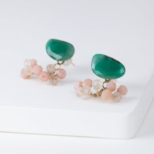 Fairy emerald and pink stone earrings