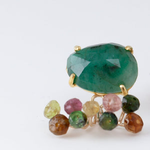 Fairy emerald and multicolor tourmaline earrings