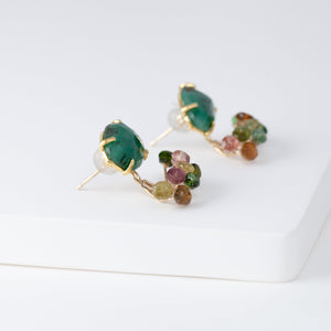 Fairy emerald and multicolor tourmaline earrings