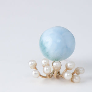 Fairy larimar and pearl earrings [limited edition]