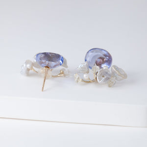 Fairy color changing fluorite and mixed white stone earrings [Limited Edition]