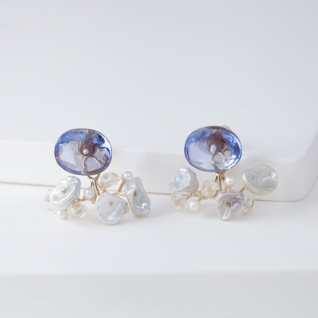 Fairy color changing fluorite and mixed white stone earrings [Limited Edition]