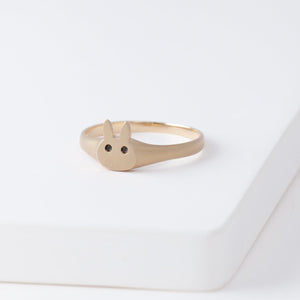 Bunny black diamond signet ring