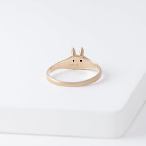 Bunny black diamond signet ring