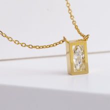 Load image into Gallery viewer, Position yellow gold rectangle frame marquis diamond necklace (No. 2617)
