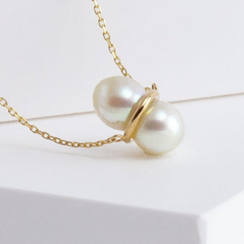 Medium twin pearl necklace