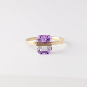 Band one-of-a-kind bi-color amethyst ring