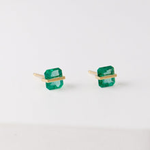 Load image into Gallery viewer, Band emerald studs (No. 2974)
