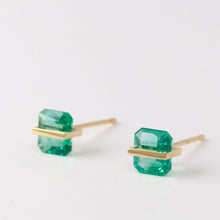 Load image into Gallery viewer, Band emerald studs (No. 2974)
