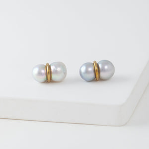 Large twin pearl earrings